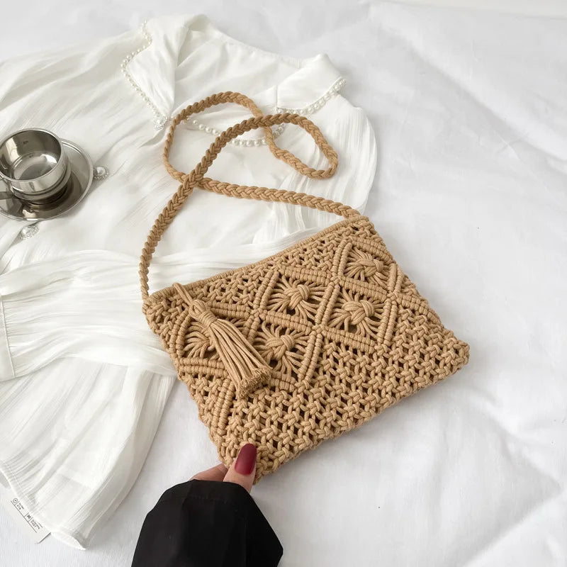 Tasselled Macramé Shoulder Bag