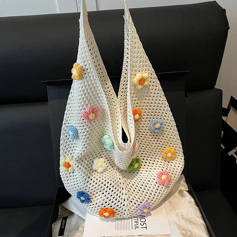 Crochet Hobo Tote Bag