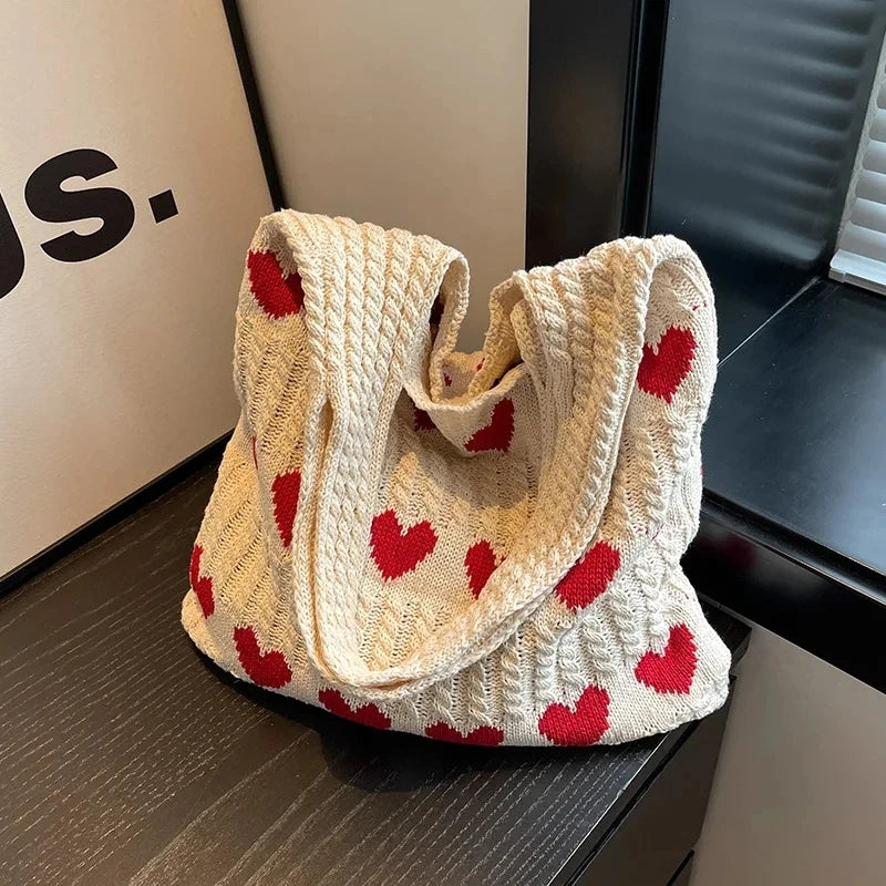 Woven Crochet Shopper Tote Bag