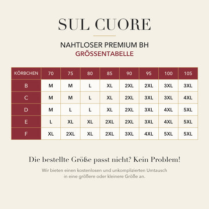 SUL CUORE - Reggiseno Premium Senza Cuciture – Guida alle taglie