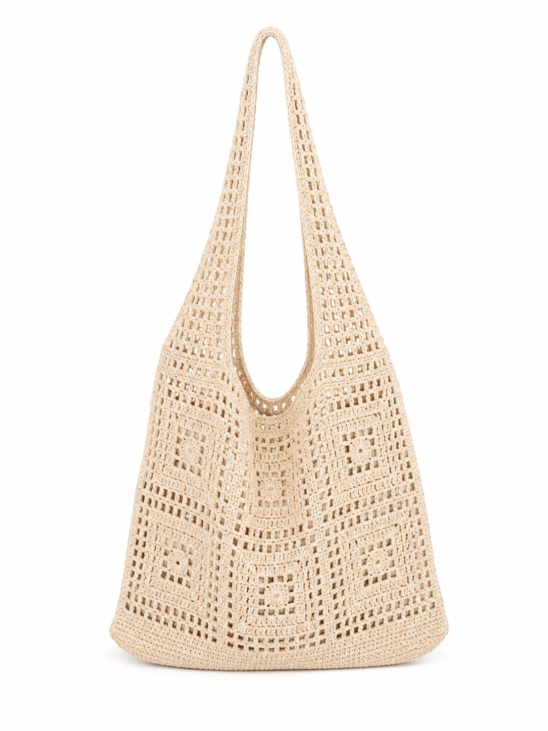 Openwork Crochet Shopper Bag