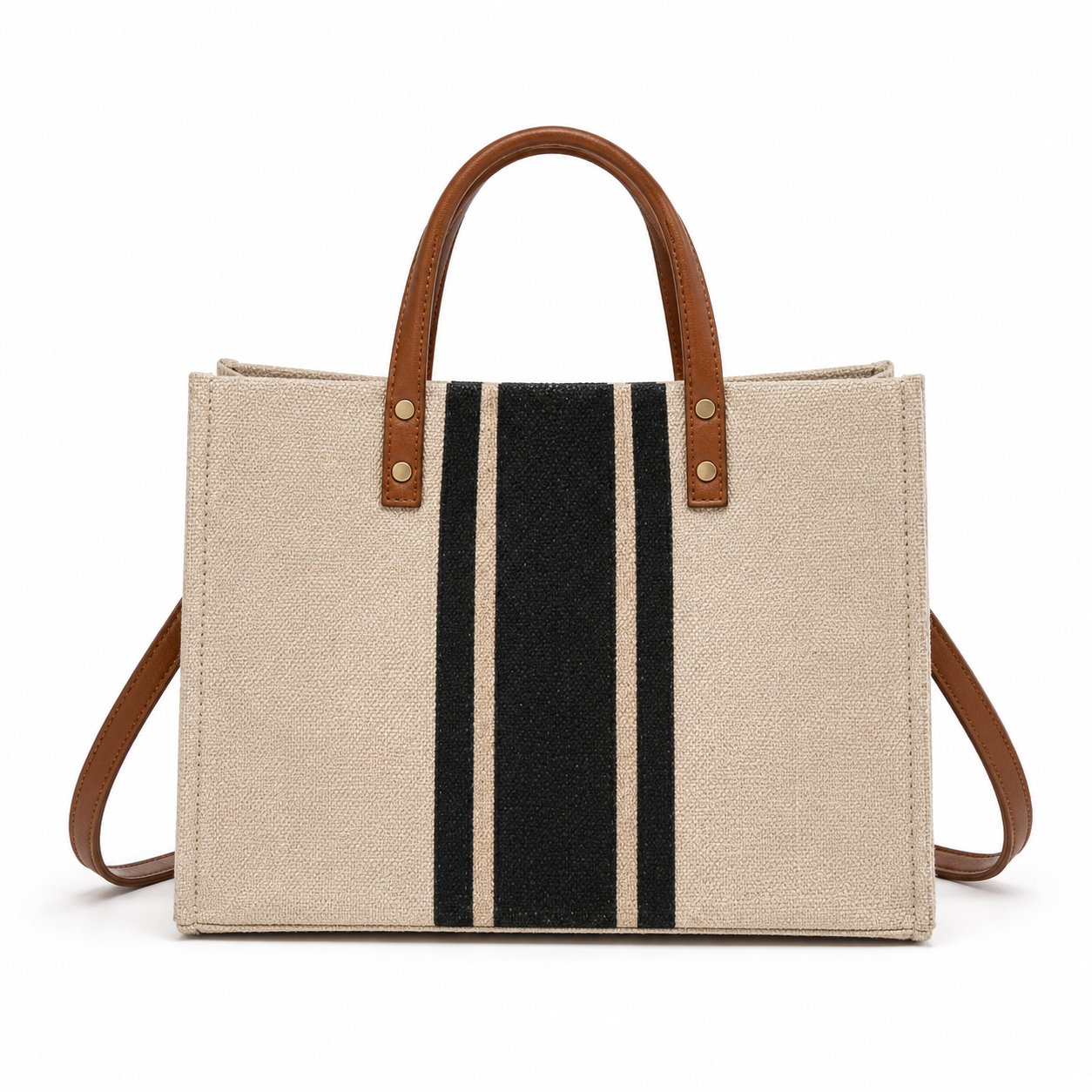 Striped Jute Tote Bag