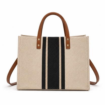 Striped Jute Tote Bag