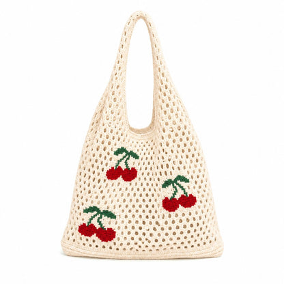 Borsa a spalla all'uncinetto con ciliegie