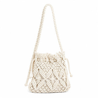 Borsa a secchiello all’uncinetto con coulisse