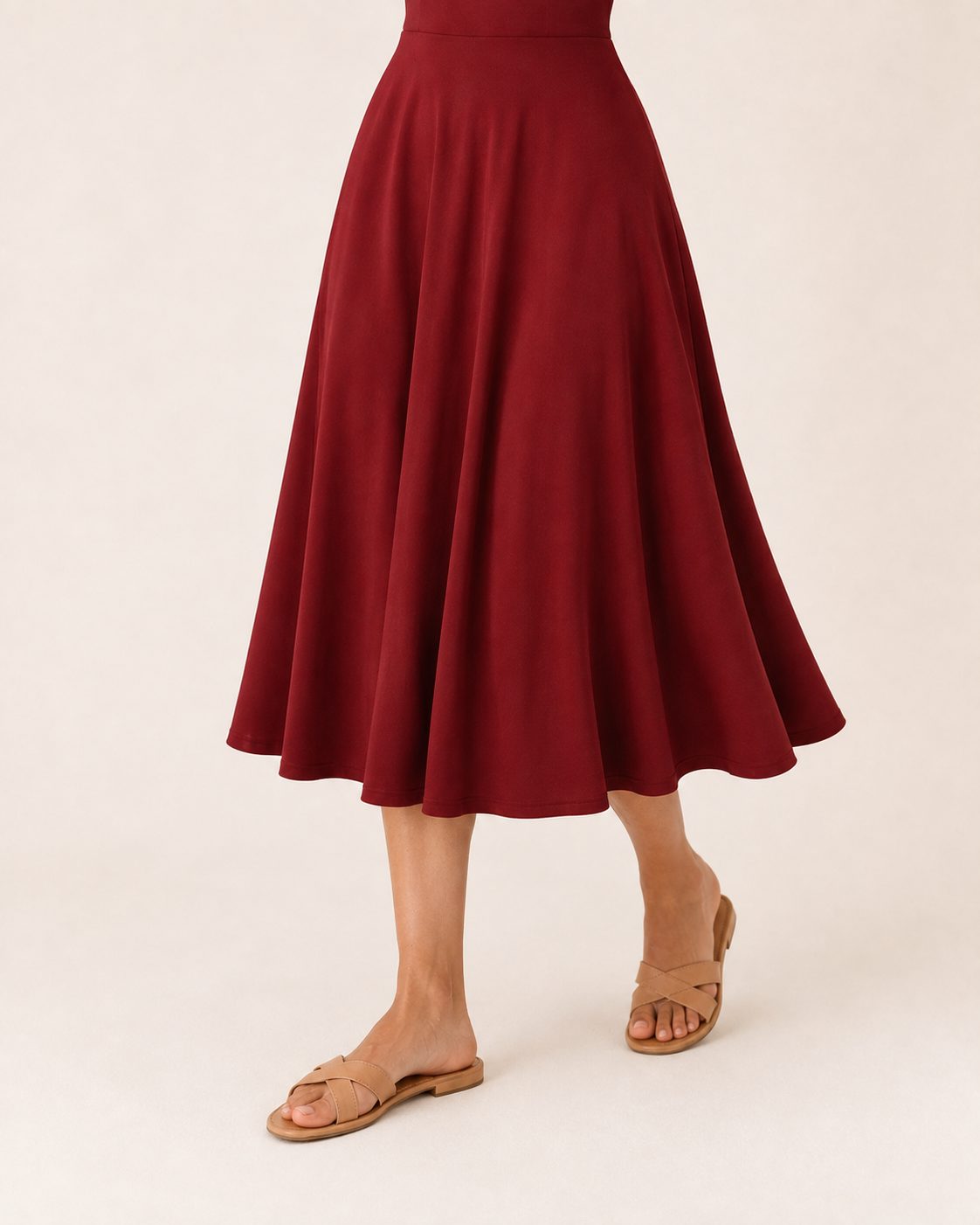 Ida Kleid – Midikleid in Cranberry mit eckigem Ausschnitt und Flügelärmeln