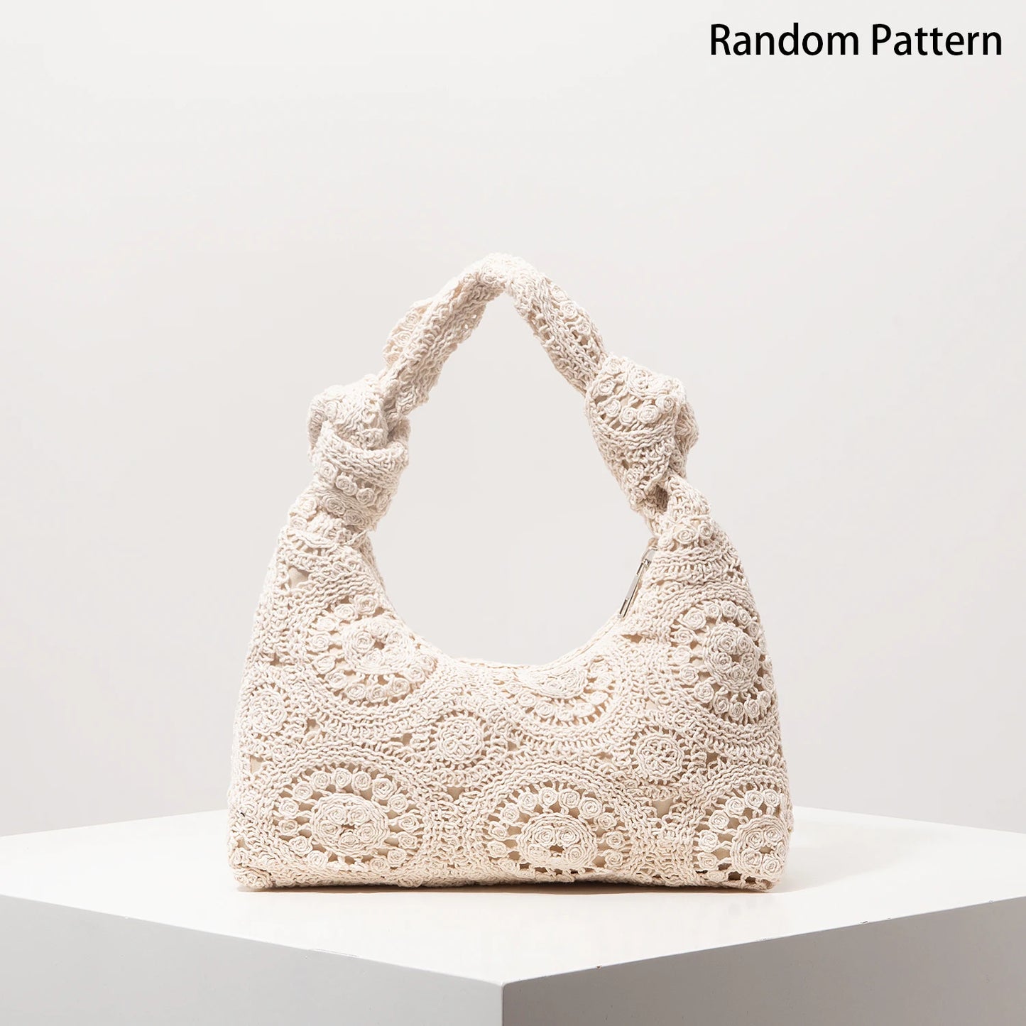Knotted Crochet Baguette Bag