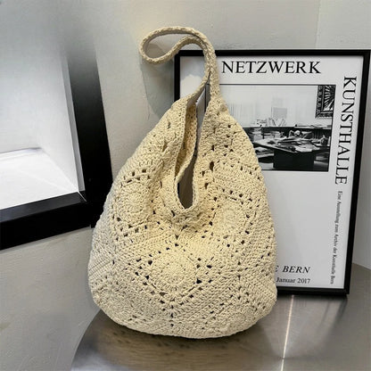 Granny-Square Crochet Hobo Bag