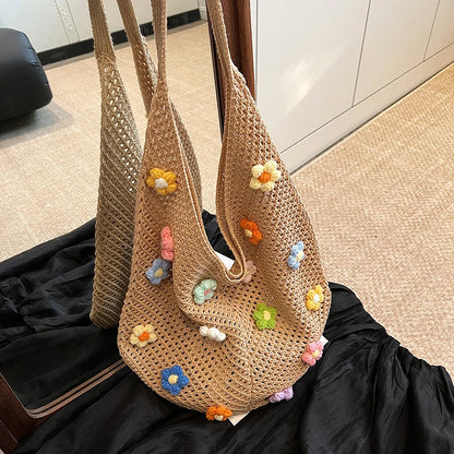 Crochet Hobo Tote Bag