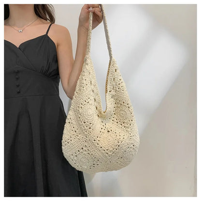 Granny-Square Crochet Hobo Bag