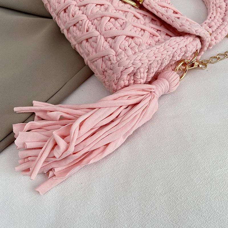 Mint Knit Top-Handle Bag