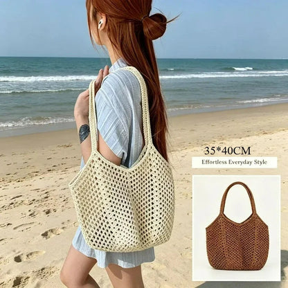 Open-Mesh Knit Tote Bag