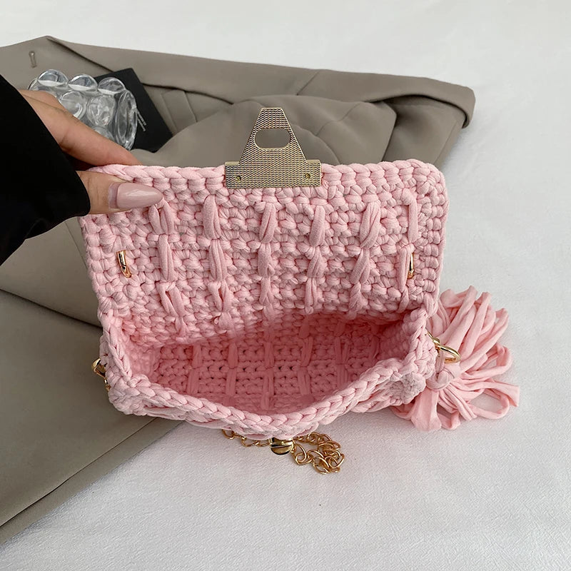 Mint Knit Top-Handle Bag