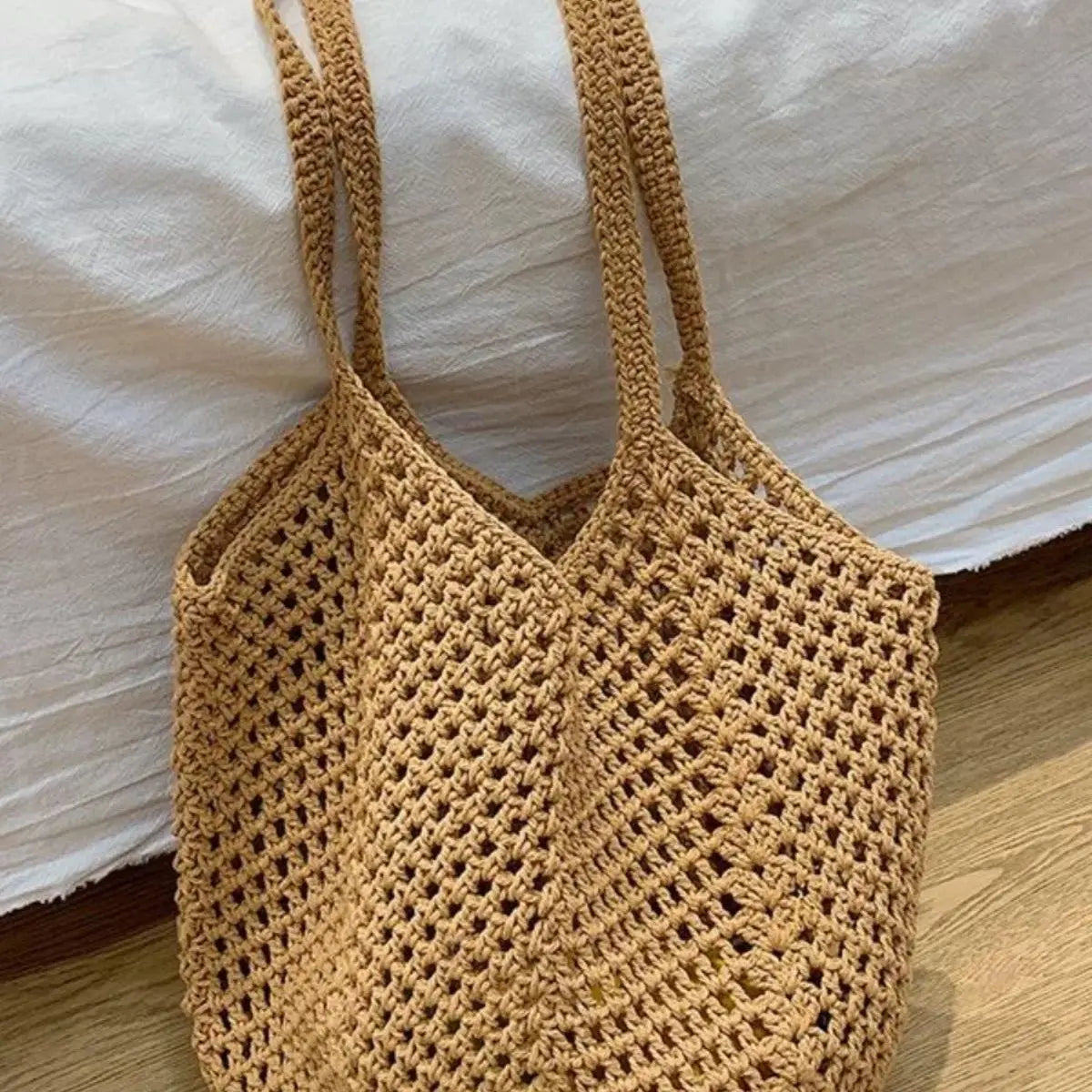Open-Mesh Knit Tote Bag
