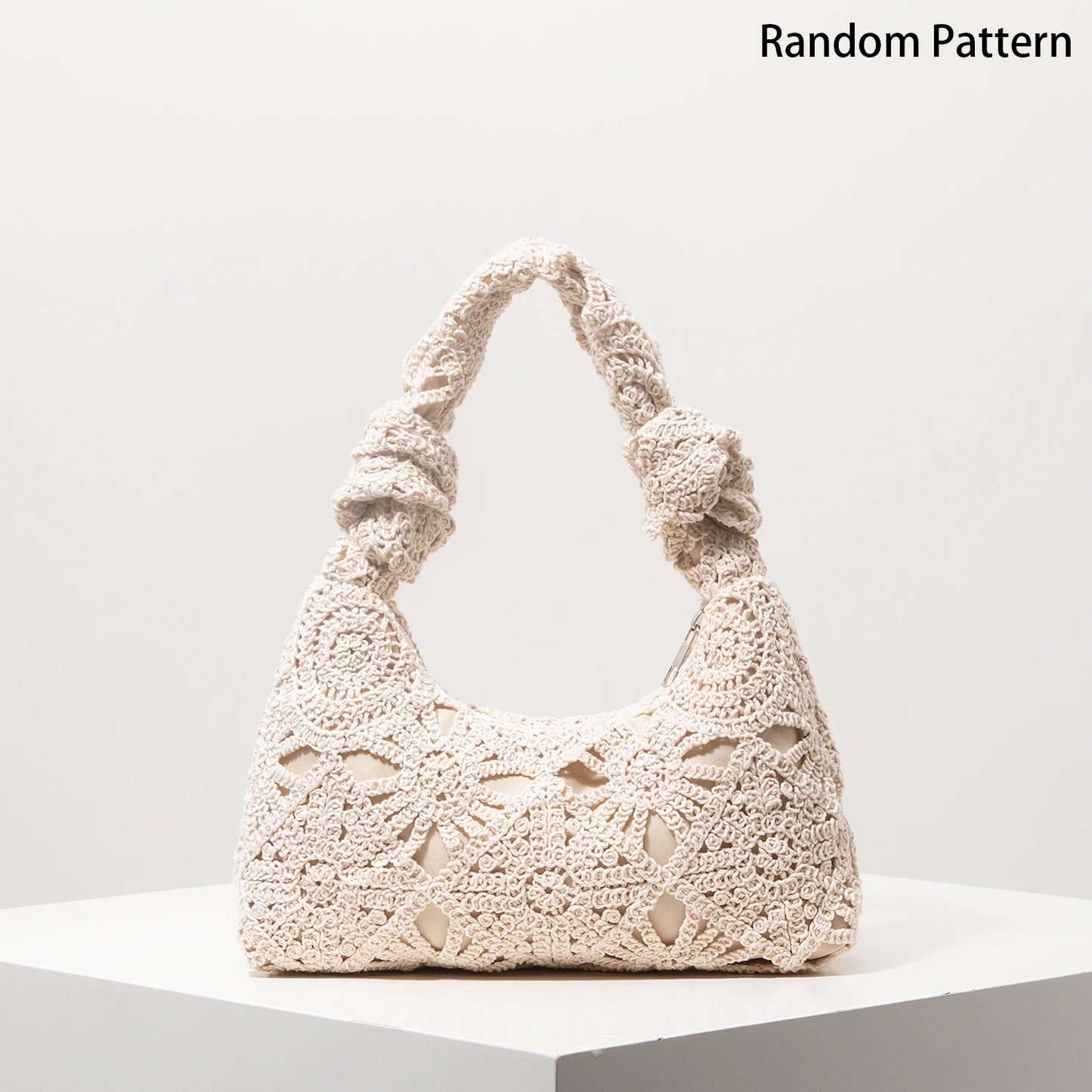 Knotted Crochet Baguette Bag