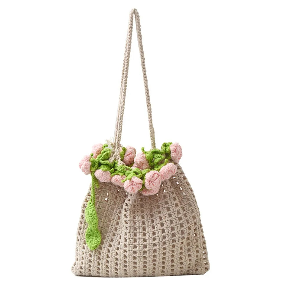 Rose Bouquet Crochet Shoulder Bag