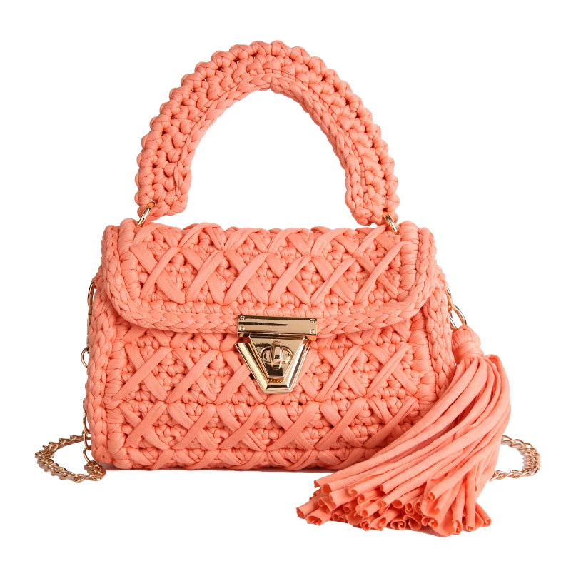 Mint Knit Top-Handle Bag