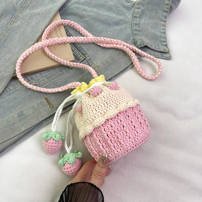Strawberry Crochet Bucket Bag