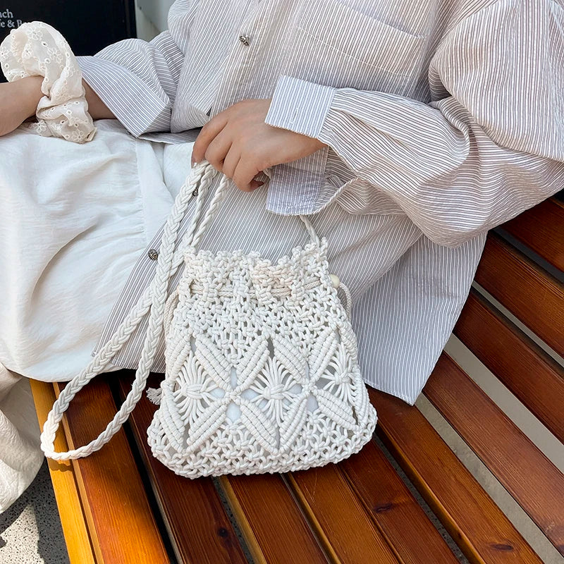 Crochet Drawstring Bucket Bag