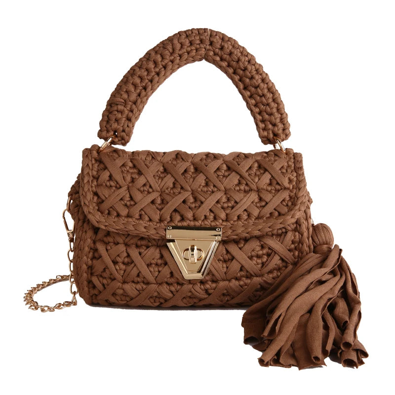 Mint Knit Top-Handle Bag