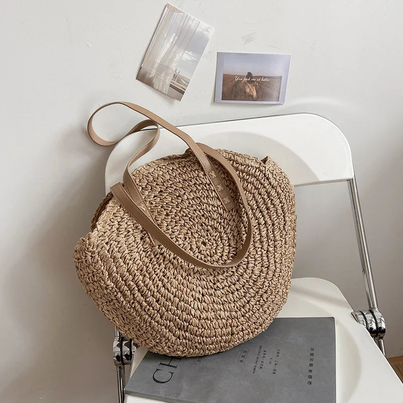 Round Straw Shoulder Bag