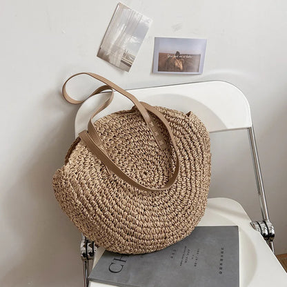 Round Straw Shoulder Bag