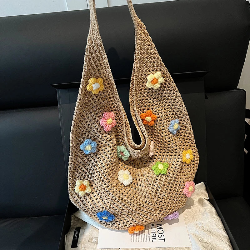 Crochet Hobo Tote Bag