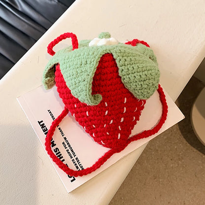 Strawberry Crochet Crossbody Bag