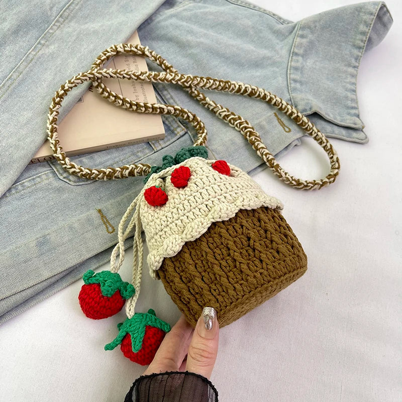Strawberry Crochet Bucket Bag