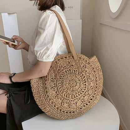 Round Straw Shoulder Bag