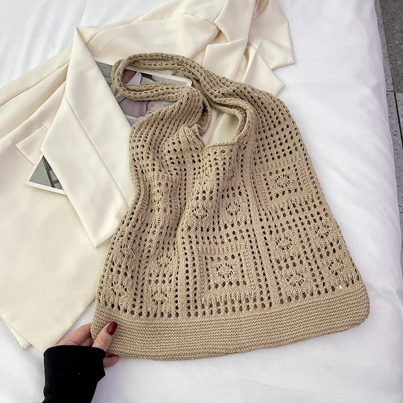 Openwork Crochet Shopper Bag