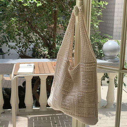 Openwork Crochet Shopper Bag