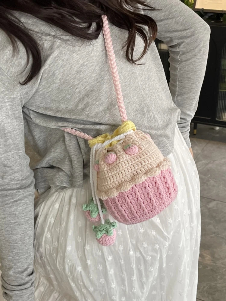 Strawberry Crochet Bucket Bag
