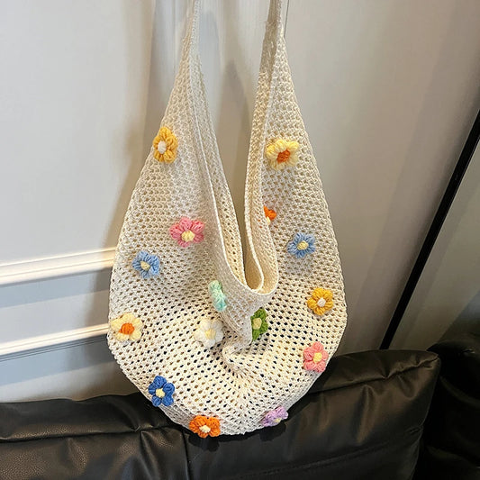 Crochet Hobo Tote Bag