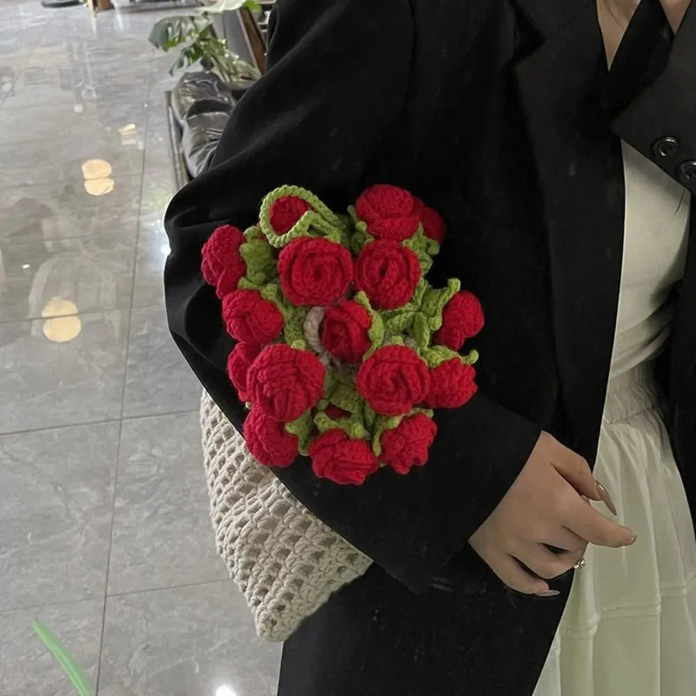Rose Bouquet Crochet Shoulder Bag