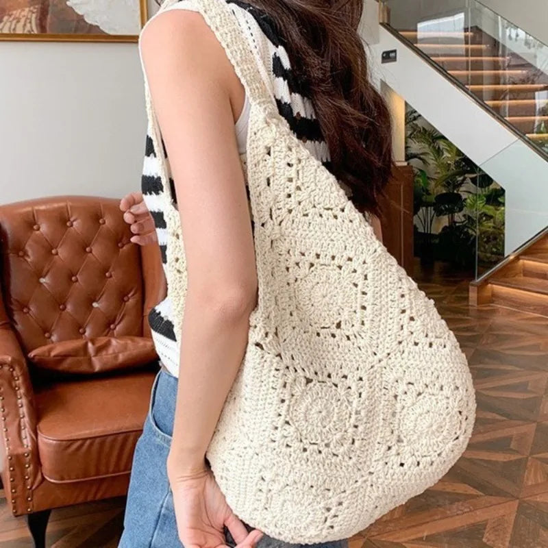 Granny-Square Crochet Hobo Bag