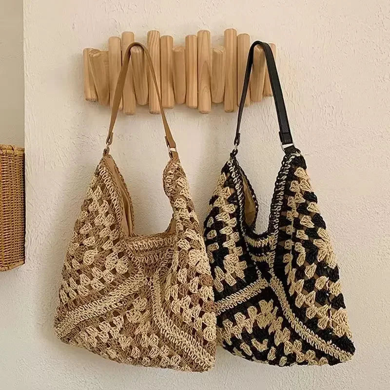 Straw Shoulder Tote Bag