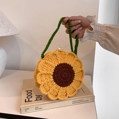 Sunflower Crochet Crossbody Bag