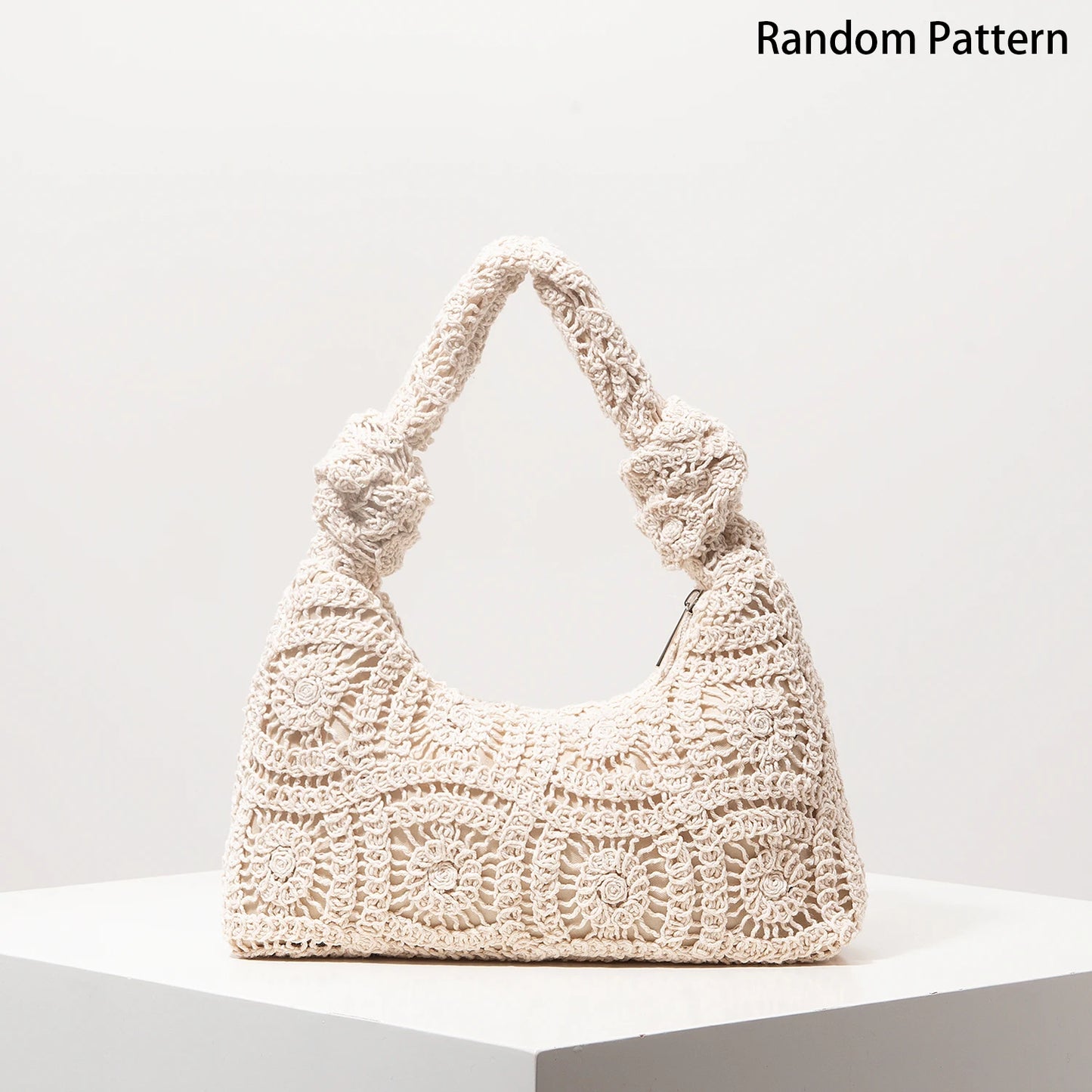 Knotted Crochet Baguette Bag