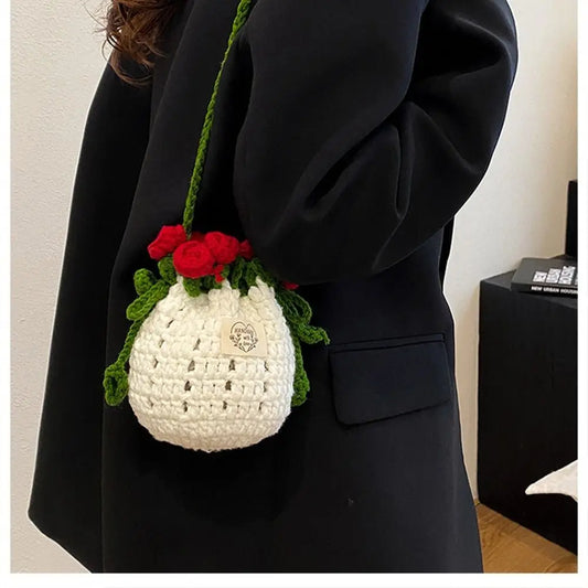 Rose Crochet Bucket Bag