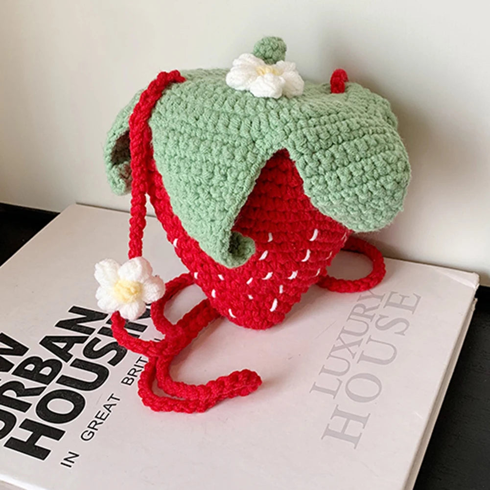 Strawberry Crochet Crossbody Bag