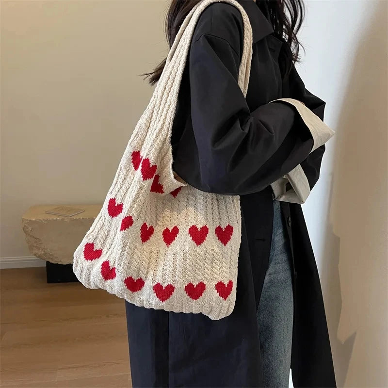 Woven Crochet Shopper Tote Bag