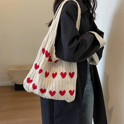 Woven Crochet Shopper Tote Bag