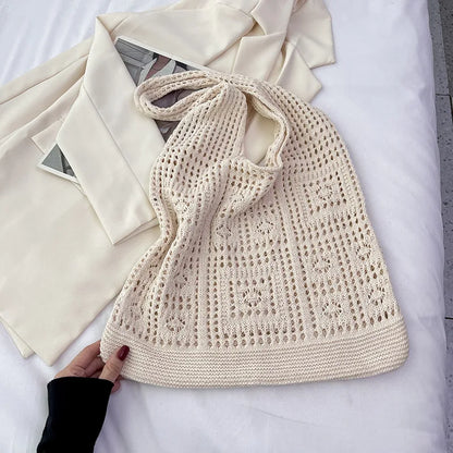 Openwork Crochet Shopper Bag