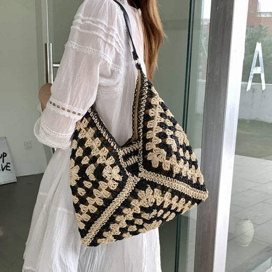 Straw Shoulder Tote Bag