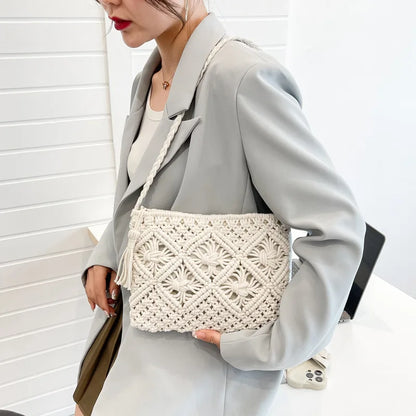 Tasselled Macramé Shoulder Bag