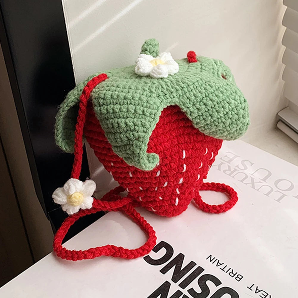 Strawberry Crochet Crossbody Bag