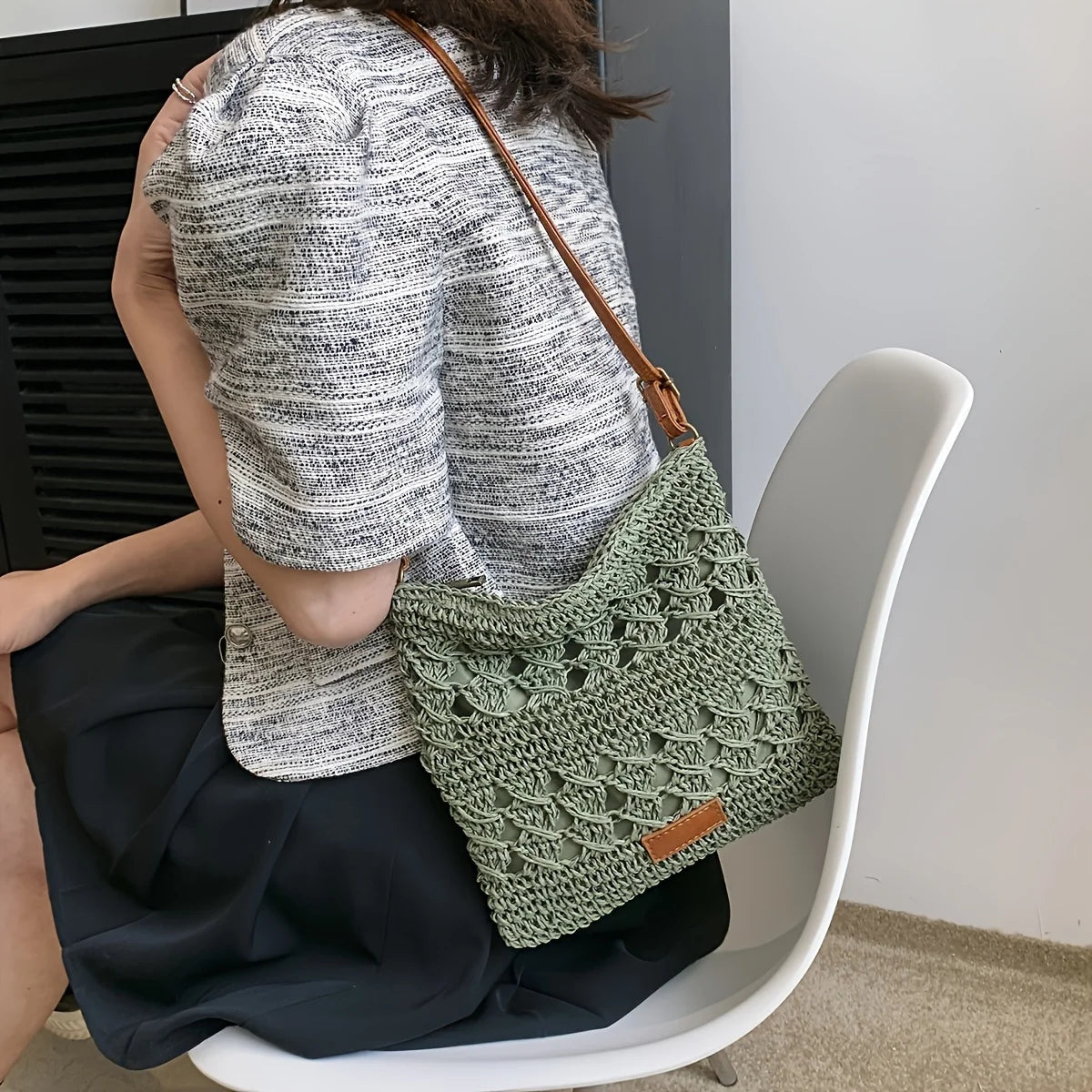 Straw Crochet Crossbody Bag