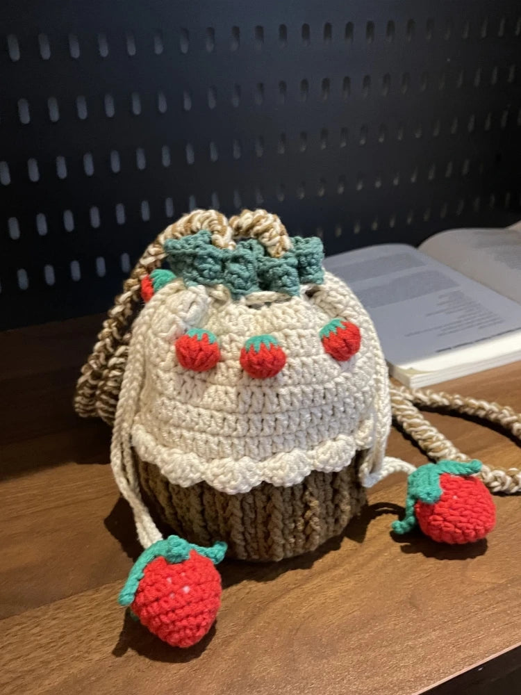 Strawberry Crochet Bucket Bag