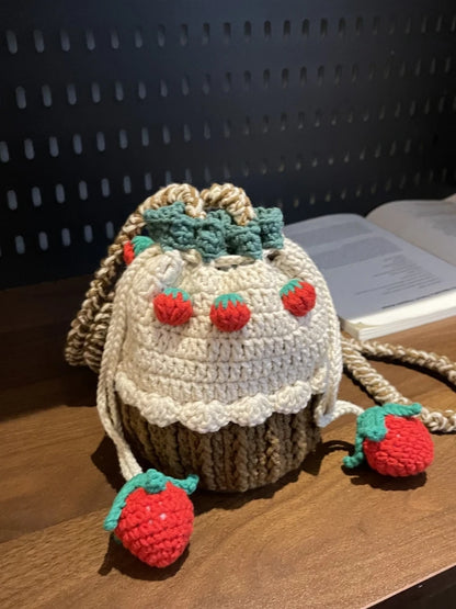 Strawberry Crochet Bucket Bag